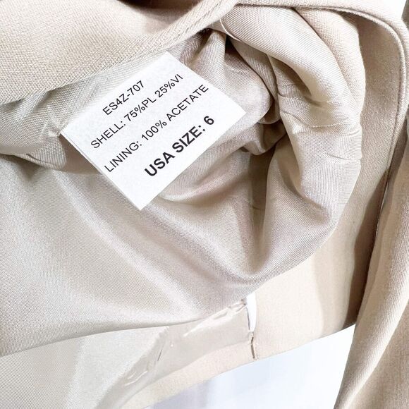 Perry Ellis Jacket Blazer Womens 6 Camel Tan Career Long New Single Breasted - Picture 4 of 8